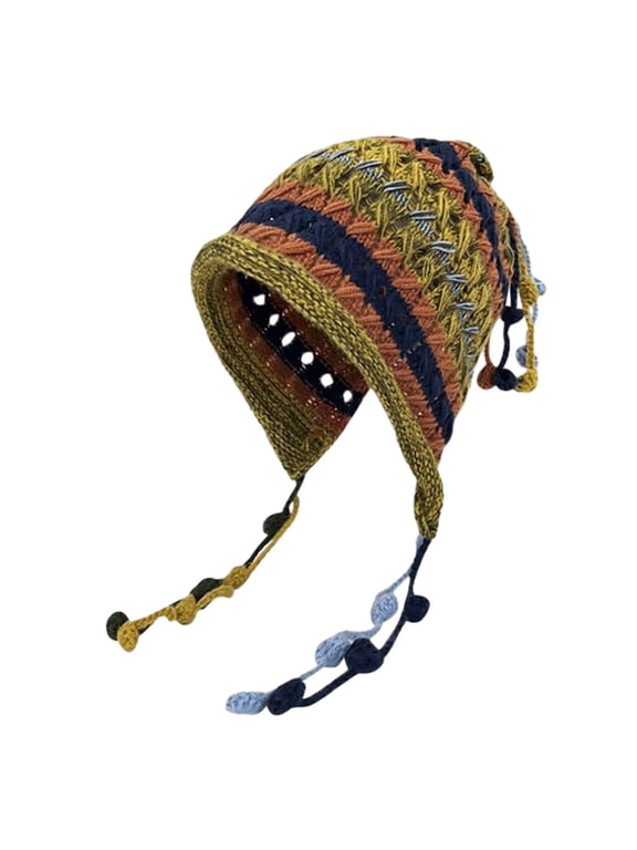 Knit Hats for Women Winter Earmuff Ski Snow Hat Warm Skull Snow Cap Warm Fleece Lined Toboggan Hats Snow Ski Skull Cap Peruvian Cover Ears Beanie Hat Hijab Cap Green One Size