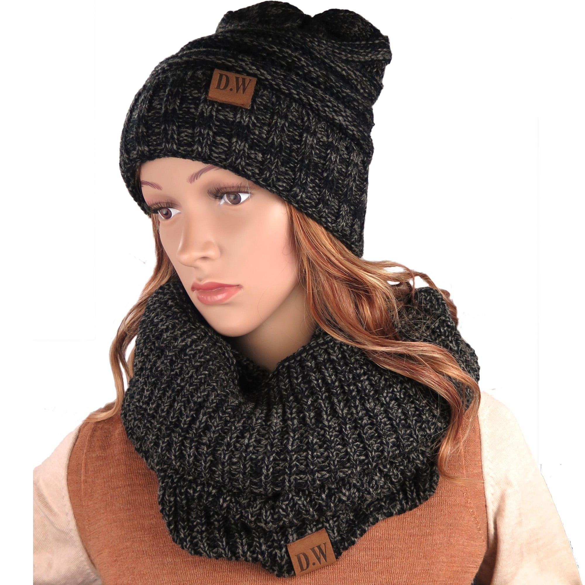 Knit Infinity Loop Scarf And Beanie Hat Set, Warm For The Winter ...