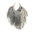 thumbnail image 1 of Knit Infinity Scarf - Women Woolen Warm Scarf with Fringes - Circle Loop Scarves Ivory & Grey Heather, 1 of 3