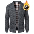 thumbnail image 1 of Knit Jacket for Men Gray Winter Fleece Jacket Warm Long Sleeve V Neck Button-Up Clothes for Men, 1 of 5
