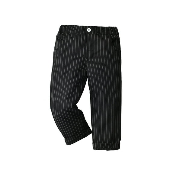 Knit Jogger Pants Toddler Kids Big Boy Fashion Cute Solid Color Stripe Casual School Uniform Suit Pants Trousers New Full Length Pants Black 6 Months
