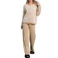 thumbnail image 1 of Knit Lounge Set for Women 2 Piece Striped Loungewear Sweater Cardigan and Wide Leg Pants Outfits Fall Casual Loose Suits (Khaki Free Size), 1 of 4