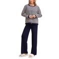 thumbnail image 1 of Knit Lounge Set for Women 2 Piece Striped Loungewear Sweater Cardigan and Wide Leg Pants Outfits Fall Casual Loose Suits (Navy Free Size), 1 of 4