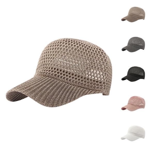 Knit Mesh Baseball Cap for Women Summer Yarn Trucker Hats Breathable Adjustable Foldable Sun Hat for Travel