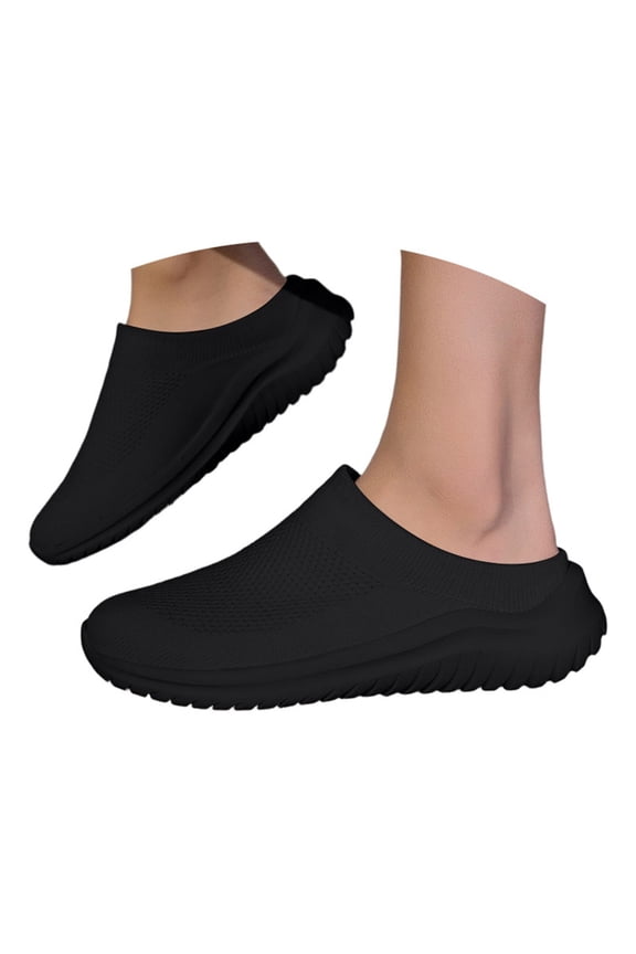 Knit Mesh Slip On Flat Sneakers Flexible Soft Sole Light Easy Wear Casual Daily Walking Footwear