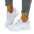 thumbnail image 1 of Knit Mesh Sneakers for Women Casual Thick Sole Cushioning Running Shoes Breathable Lace up Tennis Shoes Slip on Loafers White Size 8, 1 of 6