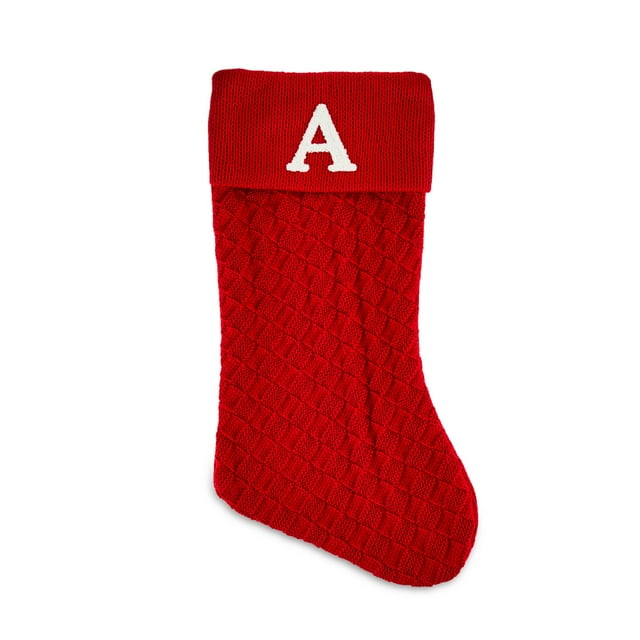 Knit Monogram Stocking, Letter A, 18", by Holiday Time