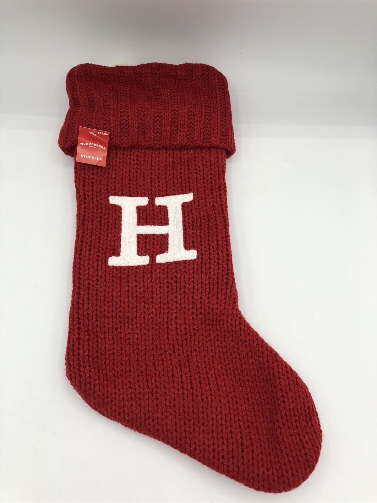 Knit Monogram Stocking Red H