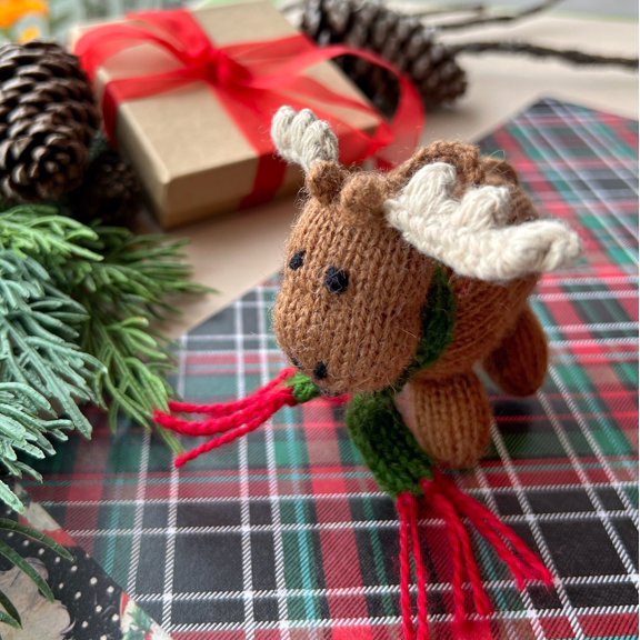 Knit Moose Ornament - Handmade, Fair Trade Christmas from Peru