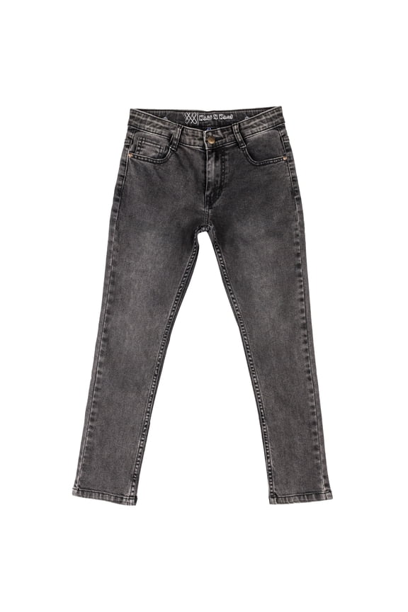Faded Black, Stretchable, Slim Fit Jeans with Adjustable Waist for Boys, 7-8 Years