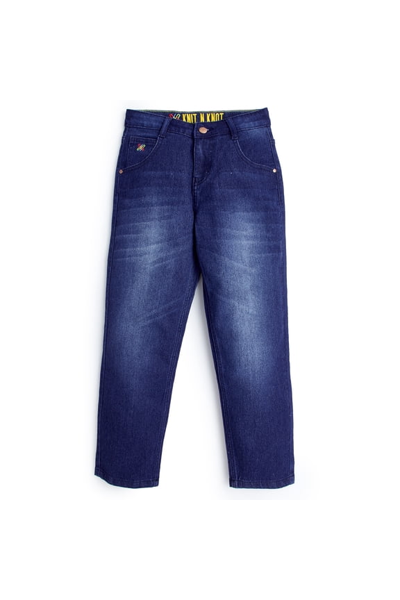 Girls' Solid Cotton Stretch Faded Relaxed, Mom, Slouchy Fit Jeans | Casual Mid Rise Denim Pant for Kids | Indigo, Blue