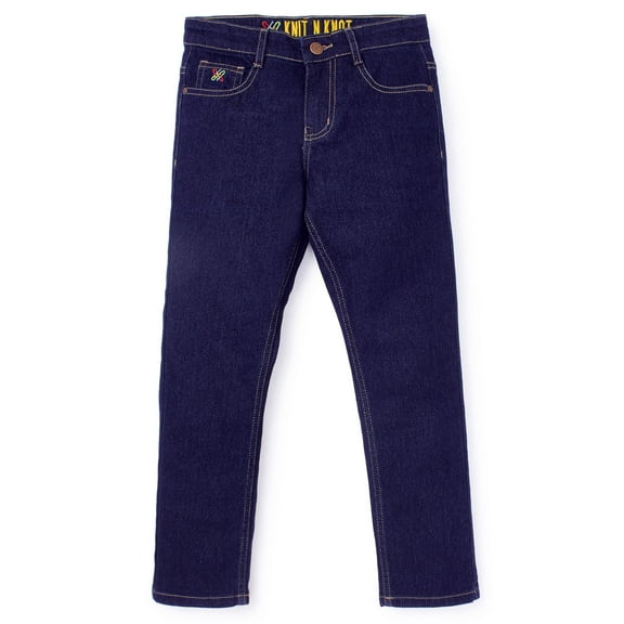 Knit N Knot Raw Indigo, Stretchable, Slim Fit Jeans with Adjustable Waist for Boys, 11-12 Years