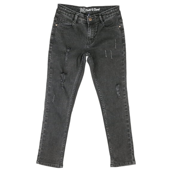 Knit N Knot Ripped Black, Stretch, Slim Fit Jeans with Adjustable Waist for Boys, 13-14 Years