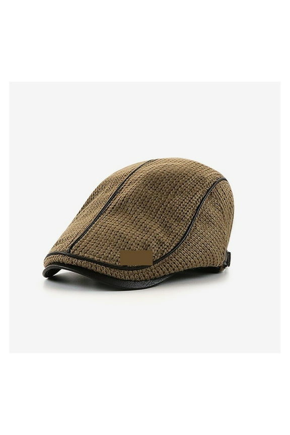 Knit Newsboy Cap PU Leather Flat Cap Adjustable Beret Cap Newsies Hat Driving Gatsby Hat Mens Beret Hat ,Beautiful Craftsmanship