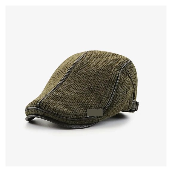 Knit Newsboy Cap PU Leather Flat Cap Adjustable Beret Cap Newsies Hat Driving Gatsby Hat Mens Beret Hat ,Durable Quality