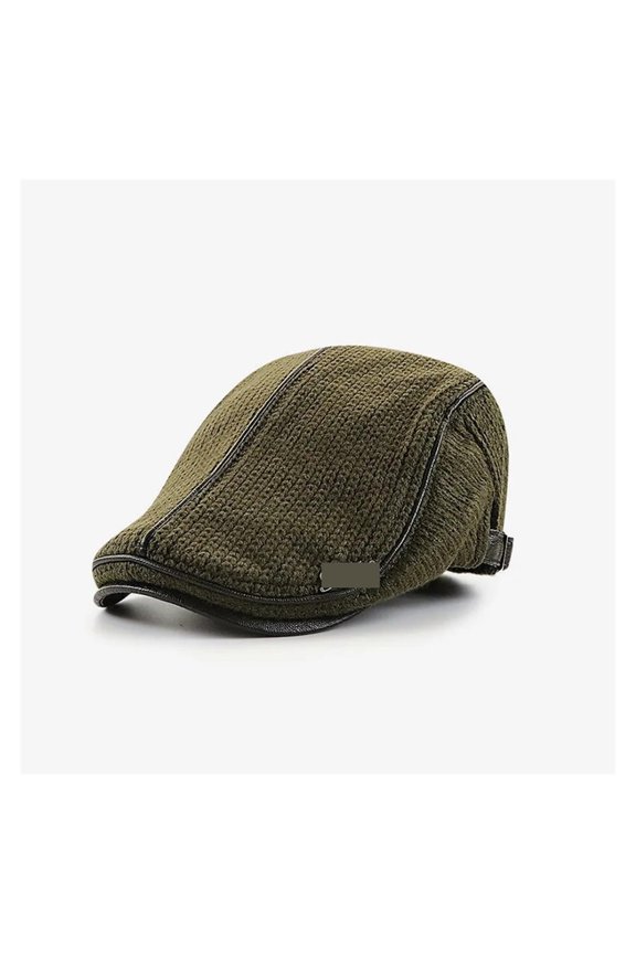 Knit Newsboy Cap PU Leather Flat Cap Adjustable Beret Cap Newsies Hat Driving Gatsby Hat Mens Beret Hat ,Unisex