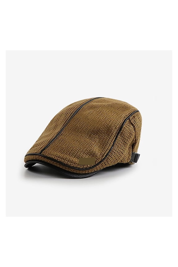 Knit Newsboy Cap PU Leather Flat Cap Adjustable Beret Cap Newsies Hat Driving Gatsby Hat Mens Beret Hat ,Unisex