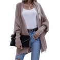 thumbnail image 1 of Knit Outwear Oversized Batwing Sleeve Slit Hem Pure Color Warm Women Front Open Sweater for Fall Winter Spring Purple M, 1 of 7