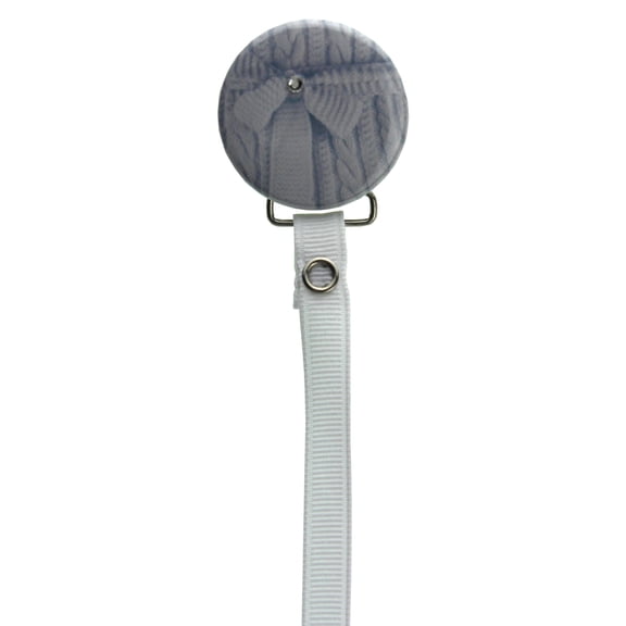 Knit Pacifier Clip with Matching Ribbon
