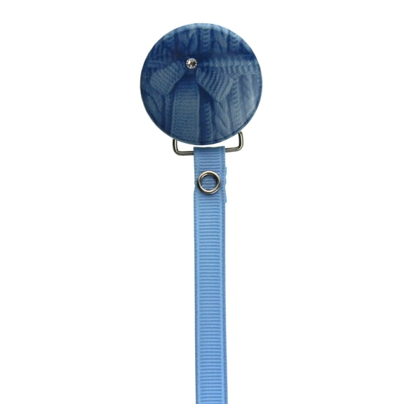 Knit Pacifier Clip with Matching Ribbon