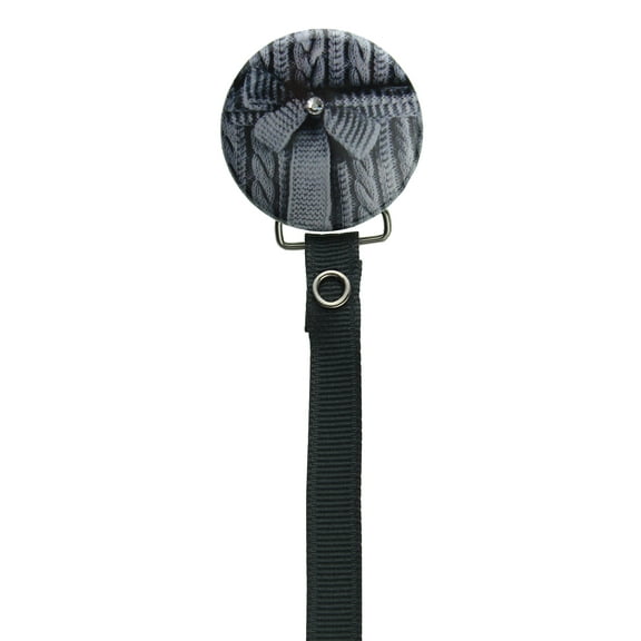 Knit Pacifier Clip with Matching Ribbon