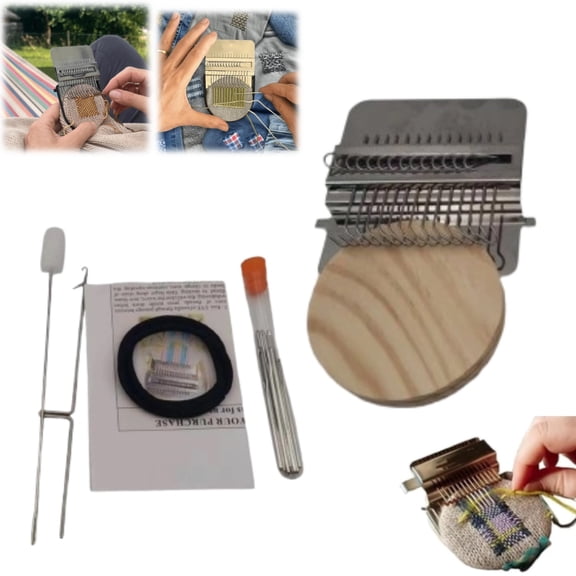 Knit Patch Kit Darning Loom - Darning Loom Quickly Mini Mending Convenient Darning Loom for Mending Jeans Socks Clothes Loom Machine Makes Beautiful Stitching DIY Weaving Arts（14 Needles)