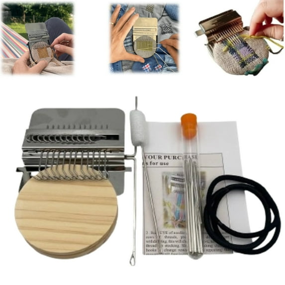 Knit Patch Kit Darning Loom - Darning Loom Quickly Mini Mending Convenient Darning Loom for Mending Jeans Socks Clothes Loom Machine Makes Beautiful Stitching DIY Weaving Arts(12 Needles)