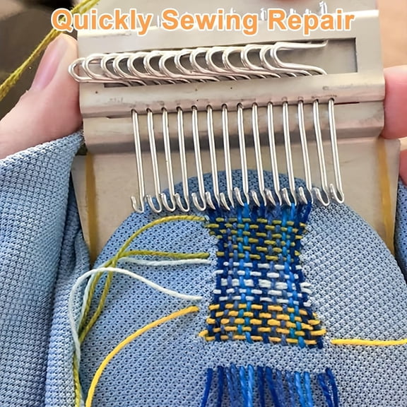Knit Patch Kit, Mini Darning Looms for Crafters & Sewing Beginners Quick Visible Mending of Jeans, Socks & Clothes, Weaving Machine for DIY Artful Knit Patch Patterns (C)