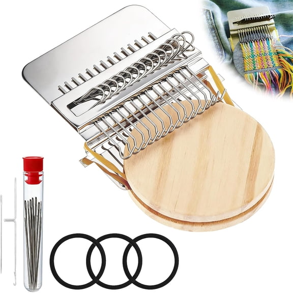 Knit Patch Kit, Mini Darning Looms for Crafters & Sewing Beginners Quick Visible Mending of Jeans, Socks & Clothes, Weaving Machine for DIY Artful Knit Patch Patterns