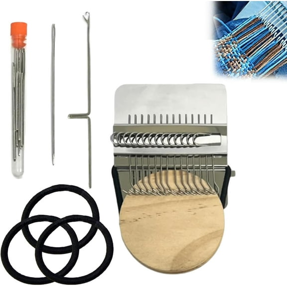 Knit Patch Kit – Small Darning Loom for Visible Mending, HaCpiu Darning Loom Style Tool for Jeans & Socks, Portable Knit Patch Tool & Mending Loom Machine for DIY Art Repair