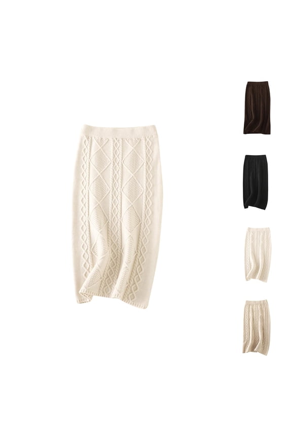 Knit Pencil Skirt for Women Elastic High Waist Stretchy Casual Bodycon Sweater Midi Skirt
