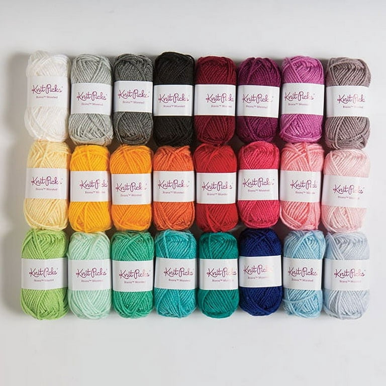 Knit Picks Brava Mini Pack Worsted Premium Acrylic Yarn - 24 Pack (25 Gram  Minis, Rainbow)