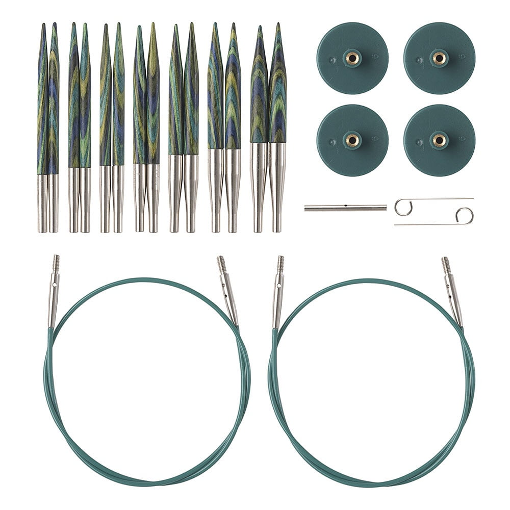 Knit Picks Caspian Options 2-3/4" Short Tip Interchangeable Wood Knitting Needle Set