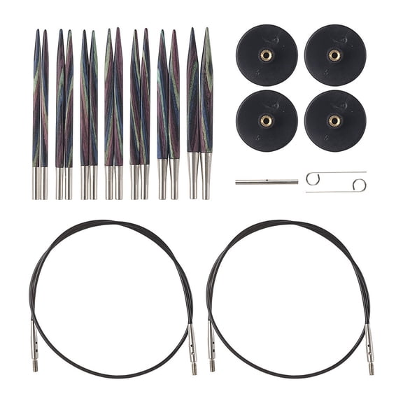 Knit Picks Foursquare Options 2-3/4" Short Tip Interchangeable Wood Knitting Needle Set