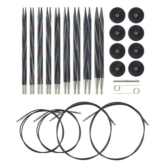 Knit Picks Wooden Interchangeable Circular Knitting Needle Set - Ergonomic - Size 4-11 - Foursquare