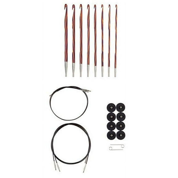 Knit Picks Radiant Wood Interchangeable Tunisian Crochet Hook Set Sizes E-K