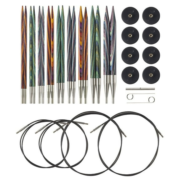 Knit Picks Wooden Interchangeable Knitting Needle Set - Size 4-11 - Mosaic