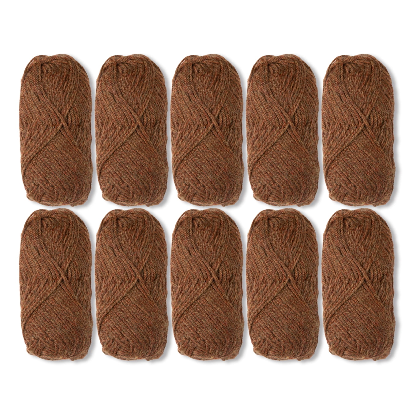 Knit Picks Wool of the Andes Amber Worsted Wool Yarn Pack - 10 Skeins of Brown 100% Wool Worsted Yarn - Total 500 grams, 1100 yards
