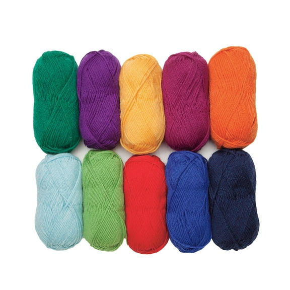 Knit Picks Wool of the Andes Bright Rainbow Worsted Wool Yarn Variety Pack - 10 Skeins of Bright 100% Wool Worsted Yarn - Total 500 grams, 1100 yards