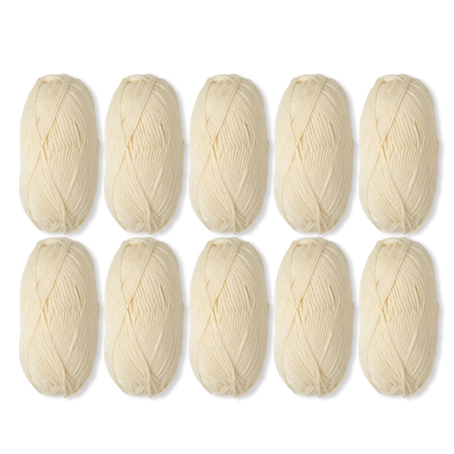 Knit Picks Wool of the Andes Cloud Worsted Wool Yarn Pack - 10 Skeins of Cream White 100% Wool Worsted Yarn - Total 500 grams, 1100 yards