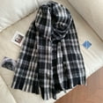 thumbnail image 1 of Knit Plaid Scarf for Women, Oversized Soft Fringe Winter Scarf Shawl, 160x60cm,160*60cm,1, 1 of 60