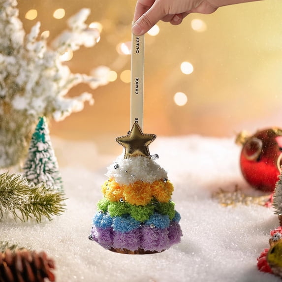 Knit Plush Star-Topped Christmas Tree Ornament - Festive Hanging Decor for Holiday Tree and Home Celebration