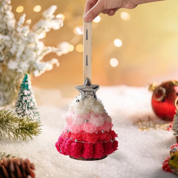 Knit Plush Star-Topped Christmas Tree Ornament - Festive Hanging Decor for Holiday Tree and Home Celebration