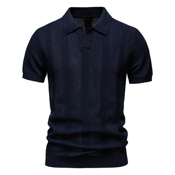 Knit Polo Shirts for Men Short Sleeve Textured Polo Shirt Slim Fit Summer Collared T Shirt with Pocket