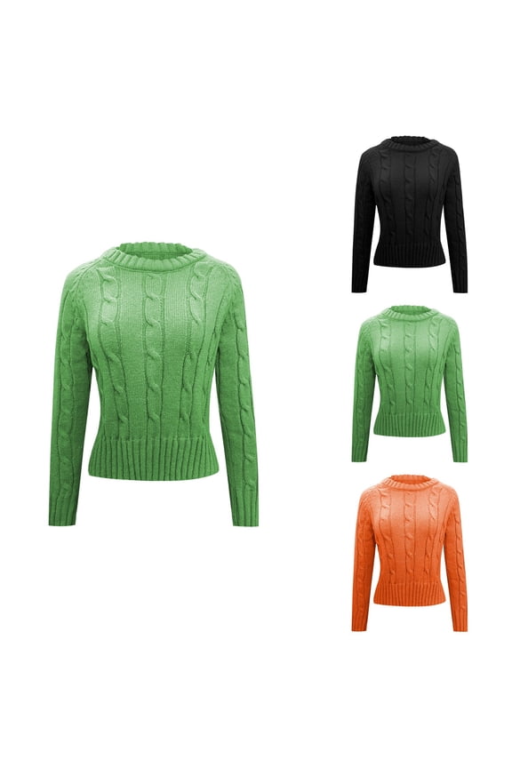 Knit Pullover Sweater Fall Winter Floral Pattern Round Neck Design Comfortable Layering Piece
