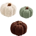 thumbnail image 1 of Knit Pumpkins Set of 3 Boo Basket Stuffers for Adults Whimsical Halloween Pumpkin Bowl fillers Fall Tiered Tray Decor Farmhouse Halloween,Beige-Brown-Green, 1 of 5