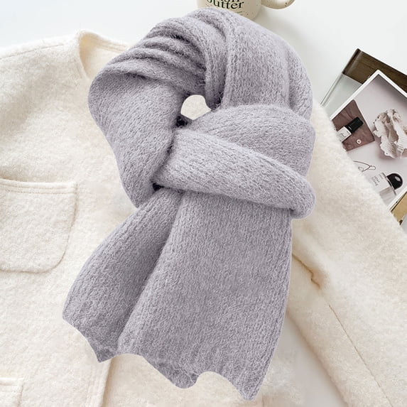 Knit Scarf for Women, Winter Fuzzy Warm Scarf, Soft Knitted Shawl Wrap for Cold Weather, Fashion Neck Wrap for Travel, Outdoor, Daily Wear, Cozy Lightweight Classic Scarfs Khaki