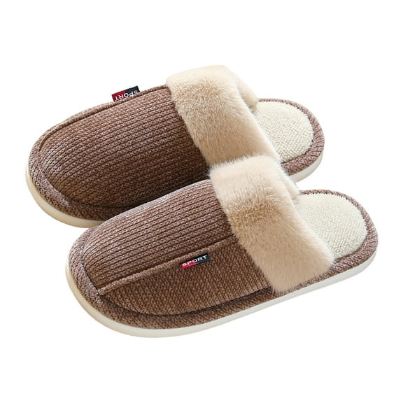 Knit Scuff Slippers for Women Comfy Soft Plush Lining Slip on Memory Foam Bedroom House Shoes
