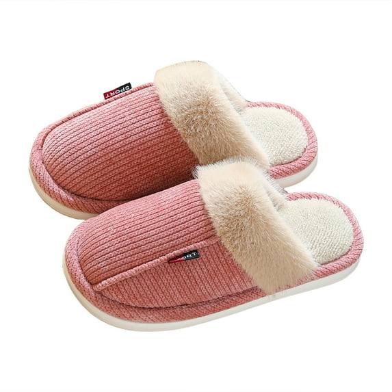 Knit Scuff Slippers for Women Comfy Soft Plush Lining Slip on Memory Foam Bedroom House Shoes