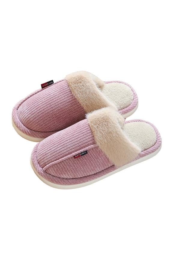 Knit Scuff Slippers for Women Comfy Soft Plush Lining Slip on Memory Foam Bedroom House Shoes